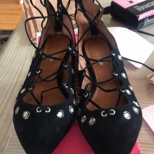Free People size 9 Bling & suede lace up flats